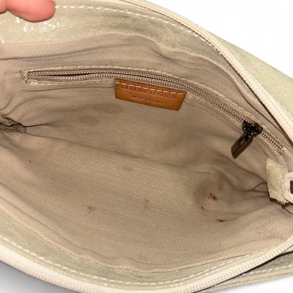 Leather Cream Chain-Trimmed Women's Bag